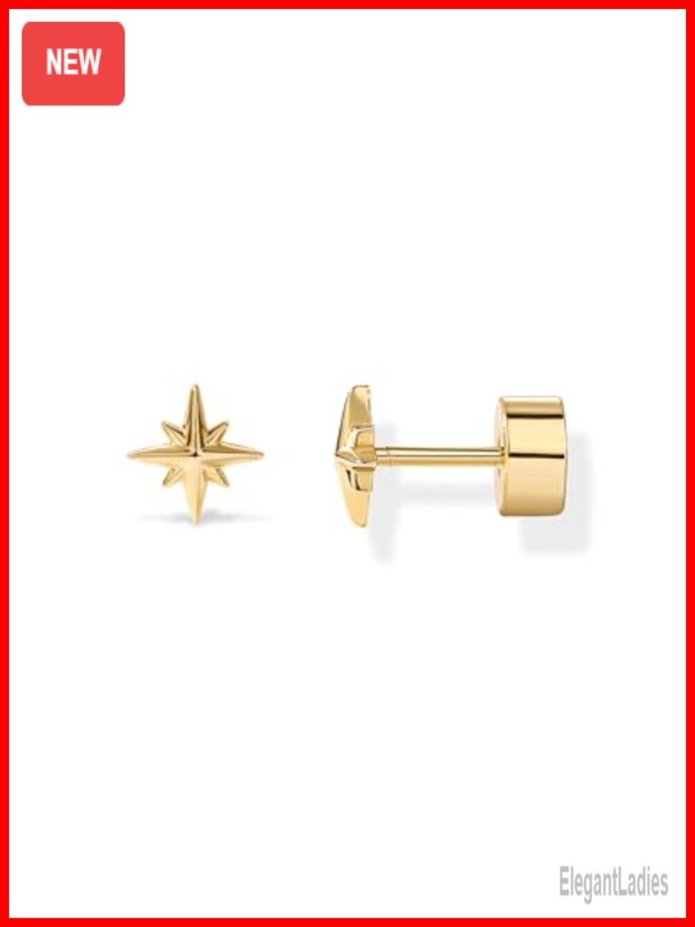 14K Gold Plated Star Flat Back Stud Earrings Hypoallergenic